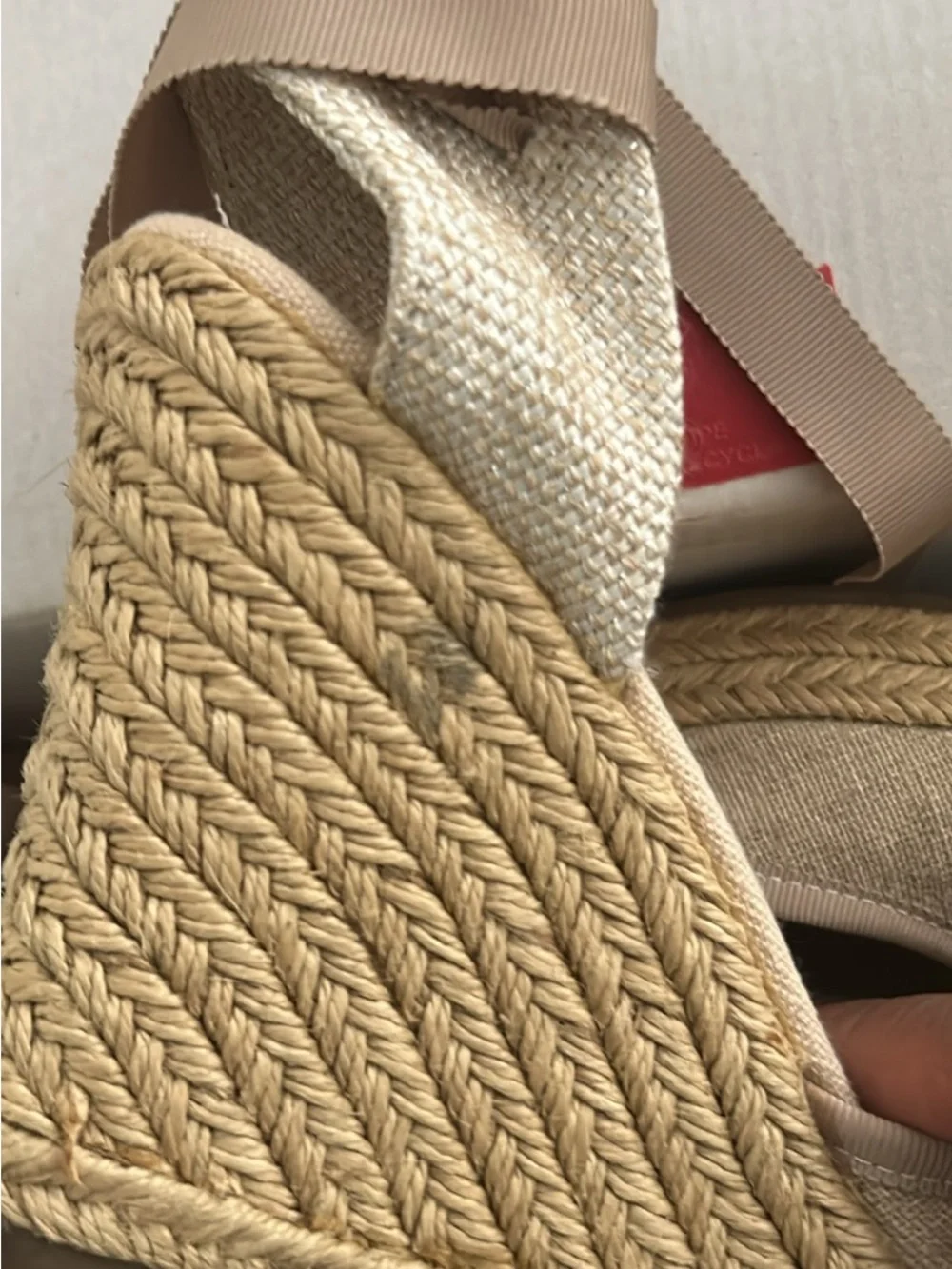 ALDO Tan Espadrille Wedge Sandals with Ribbon Ankle Ties